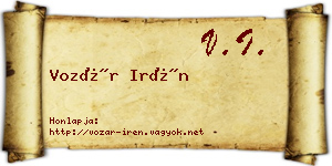 Vozár Irén névjegykártya